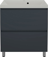 Style Line Тумба с кварцевой раковиной жасмин Манхэттен 70 Plus эмаль графит матовая